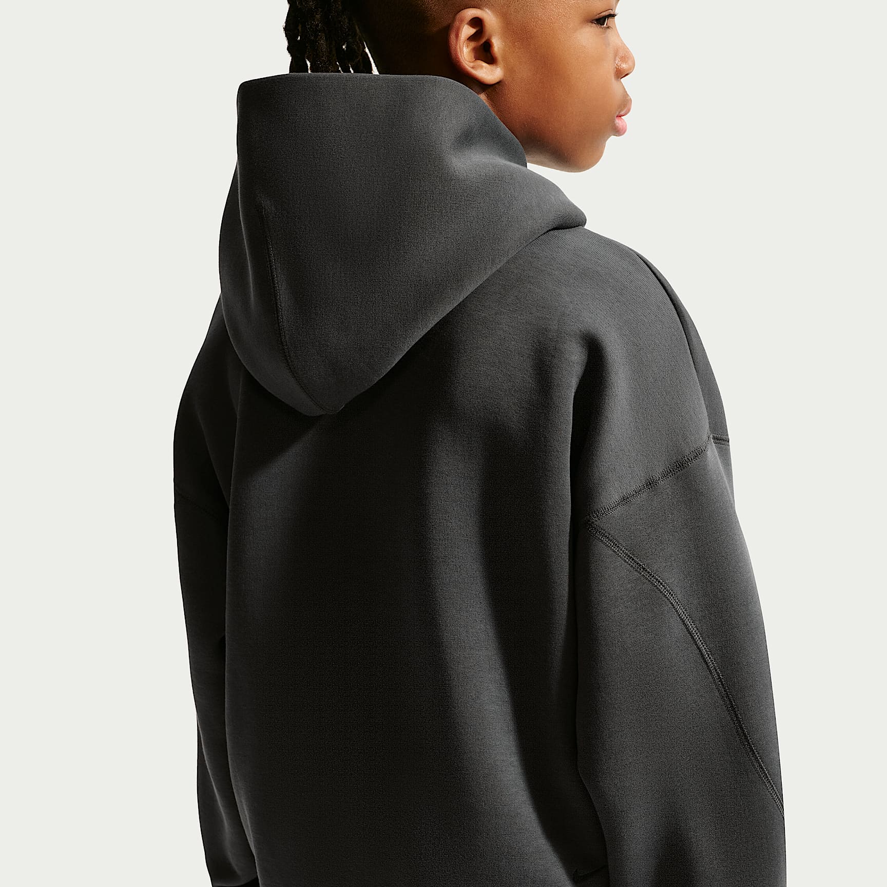 Sudadera con gorro sin cierre oversized para niño talla grande Nike Sportswear Tech Fleece – Antracita/Negro – vista 2