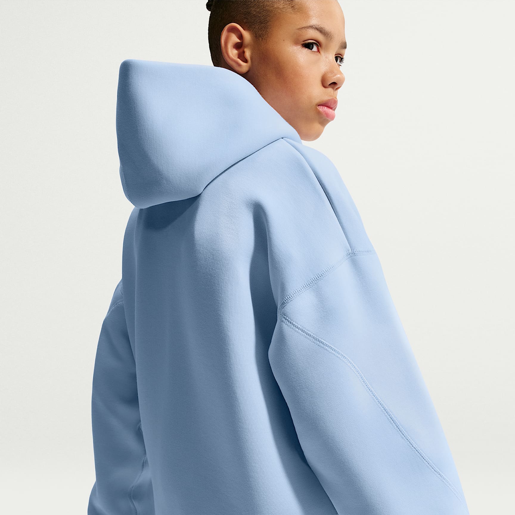 Sudadera con gorro sin cierre oversized para niño talla grande Nike Sportswear Tech Fleece – Azul hidrógeno/Negro – vista 2