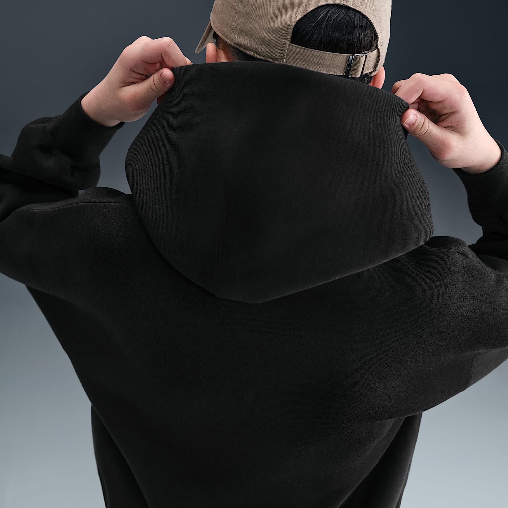 Sudadera con gorro sin cierre oversized para niño talla grande Nike Sportswear Tech Fleece – Negro/Negro – vista 2