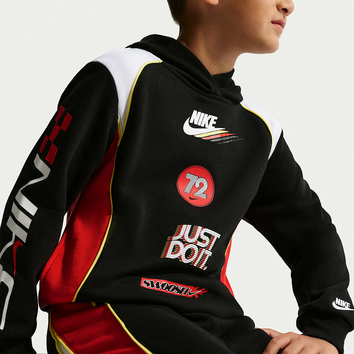 Sudadera con gorro Victory Lap para niños talla pequeña Nike Sportswear – Negro – vista 3