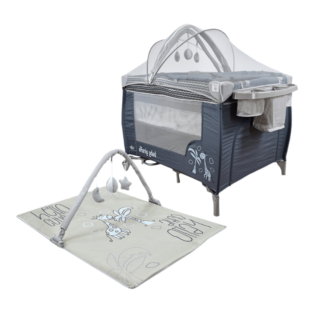 Corral Cuna Mecedora 3 en 1 Miami Gris - Happy Baby