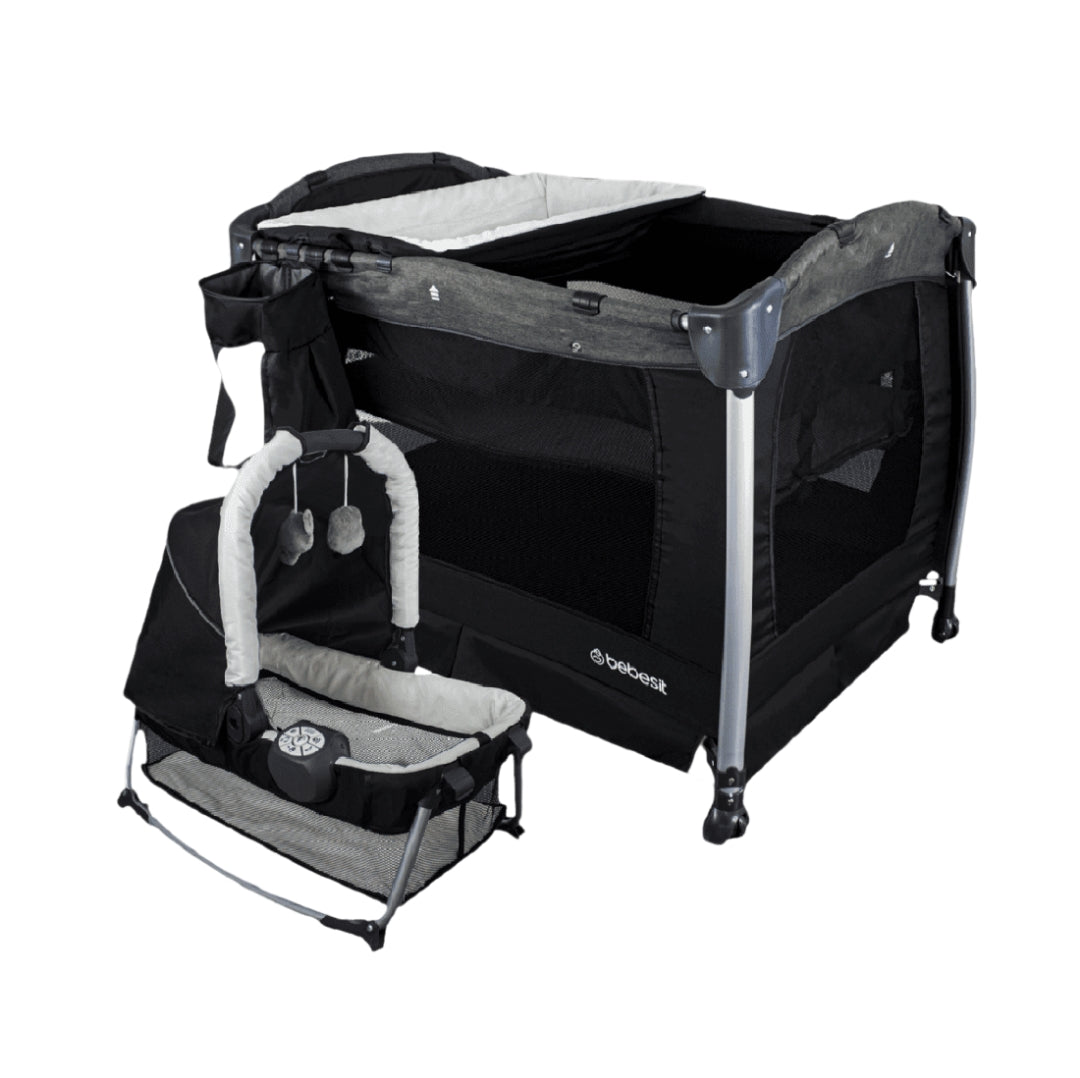 Cuna Corral para Bebé Pack N Play Osaka con Moisés Negro - Bebesit