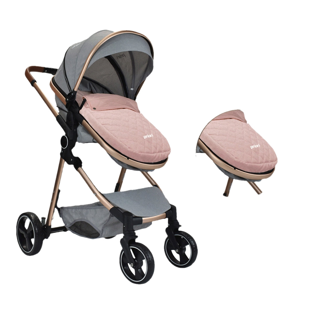 Coche Moisés Compacto para Bebé Mike Gris Claro - Priori