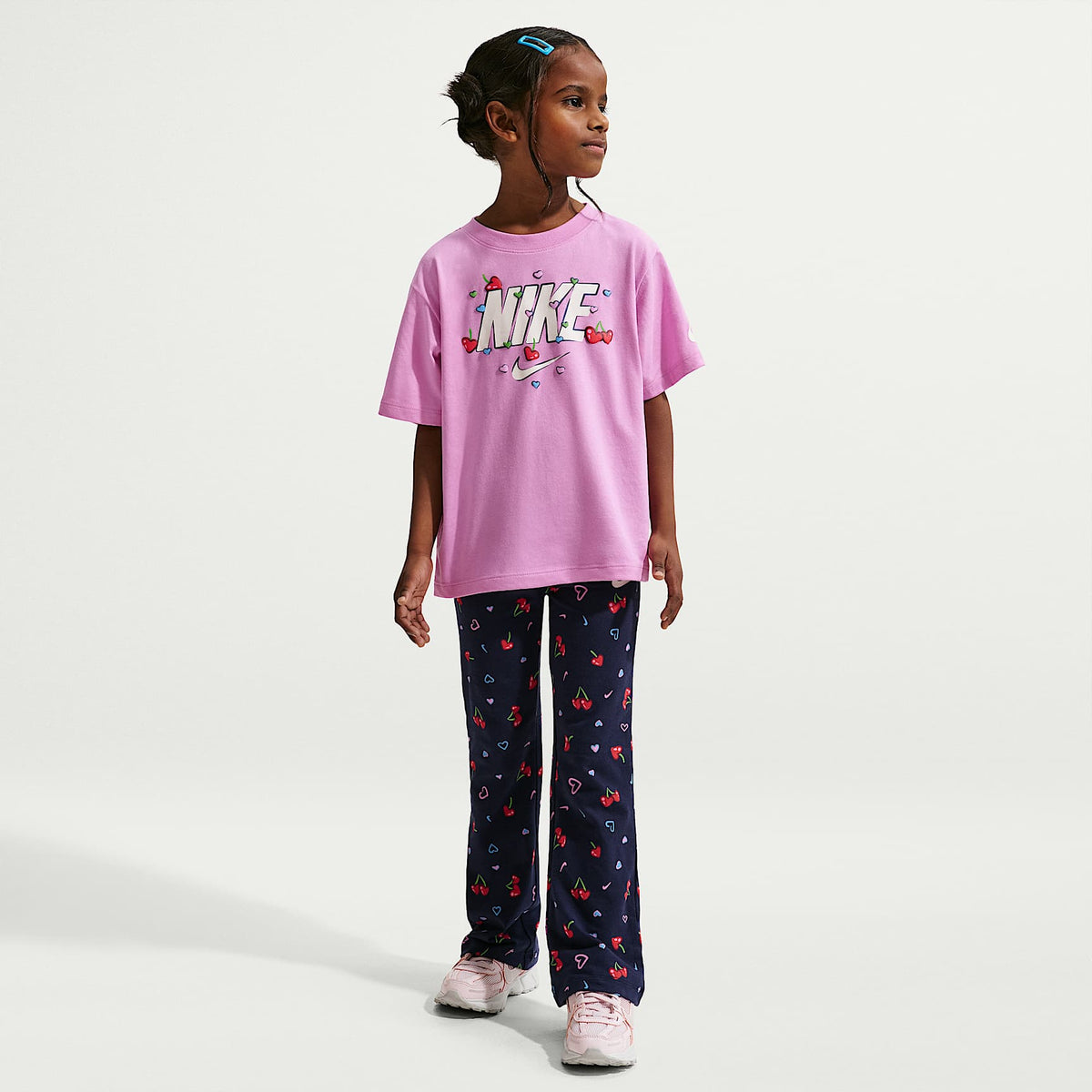 Playera de corte cuadrado para niños talla pequeña Nike Cherry – Morado – vista 4