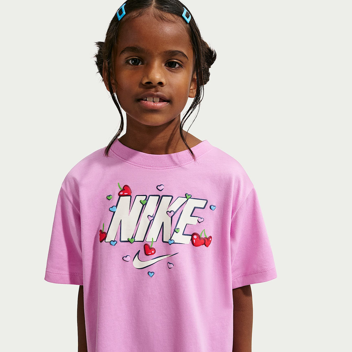 Playera de corte cuadrado para niños talla pequeña Nike Cherry – Morado – vista 1