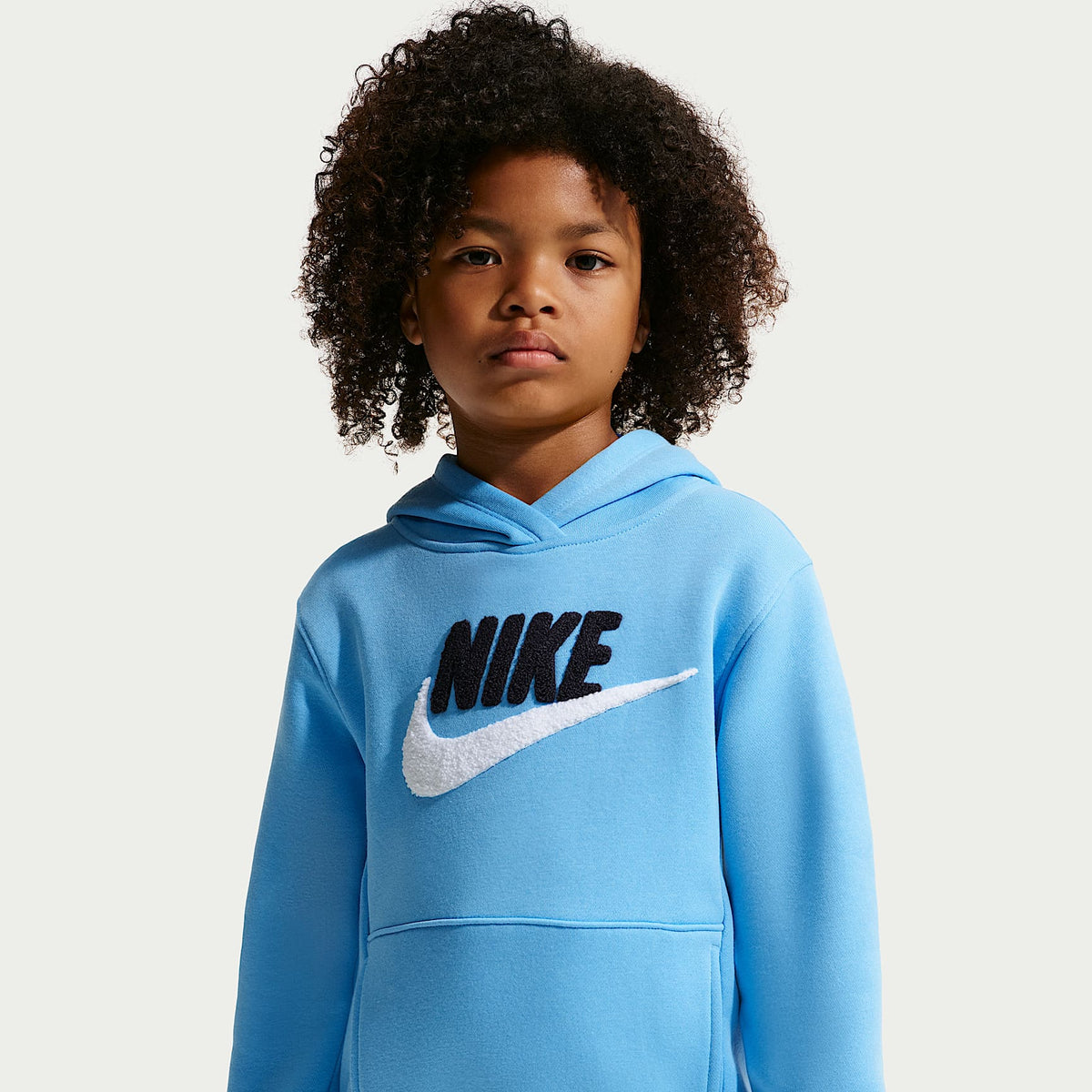 Sudadera con gorro sin cierre para niños talla pequeña Nike Club Chenille – Azul fútbol – vista 1