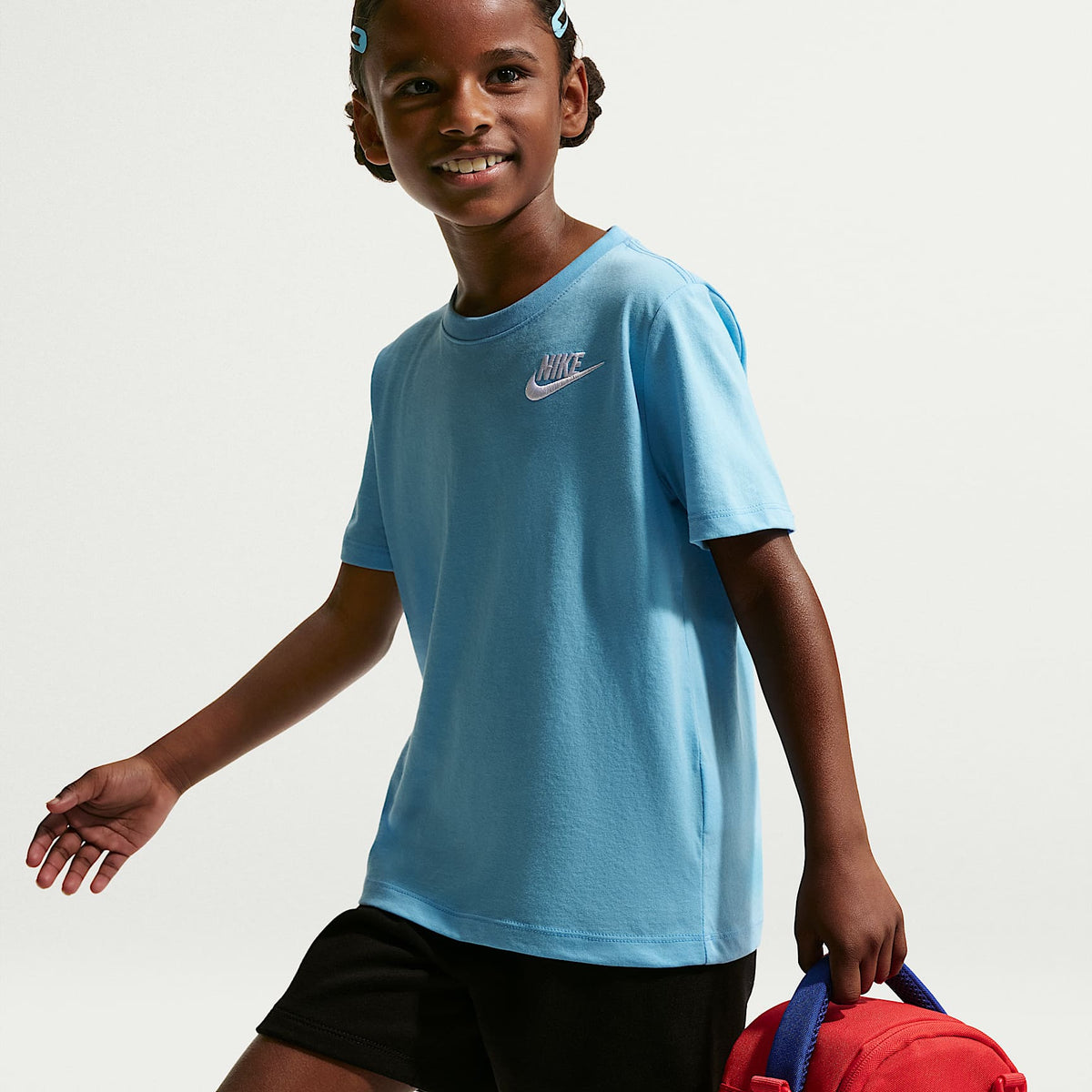 Conjunto de 2 piezas con shorts de tejido Knit Club para niños talla pequeña Nike – Azul fútbol/Negro – vista 6