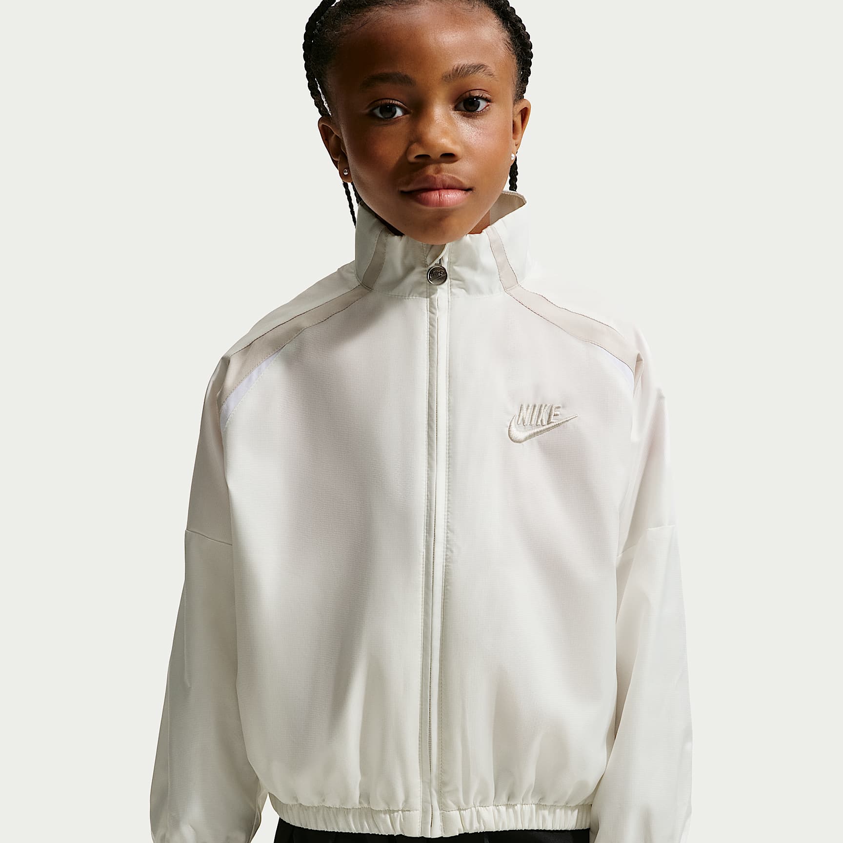 Chamarra sin gorro de colores contrastantes Nike para niños talla pequeña – Vela – vista 2