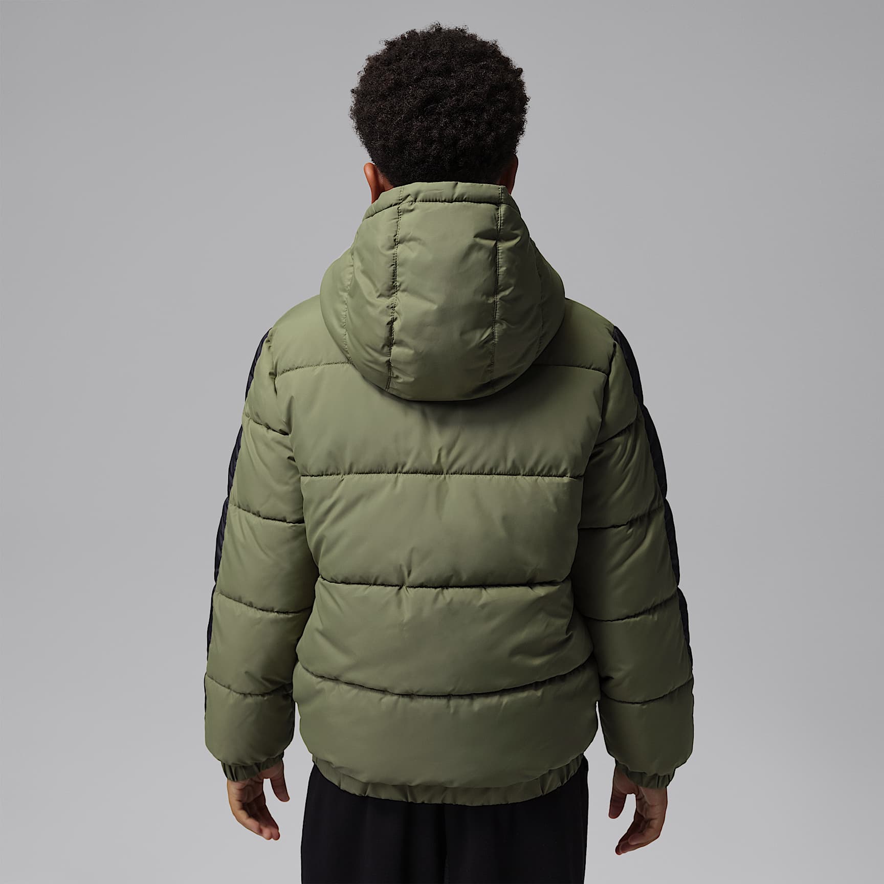 Chamarra acolchada con bloques de colores para niños talla grande Jordan – Oliva medio – vista 2