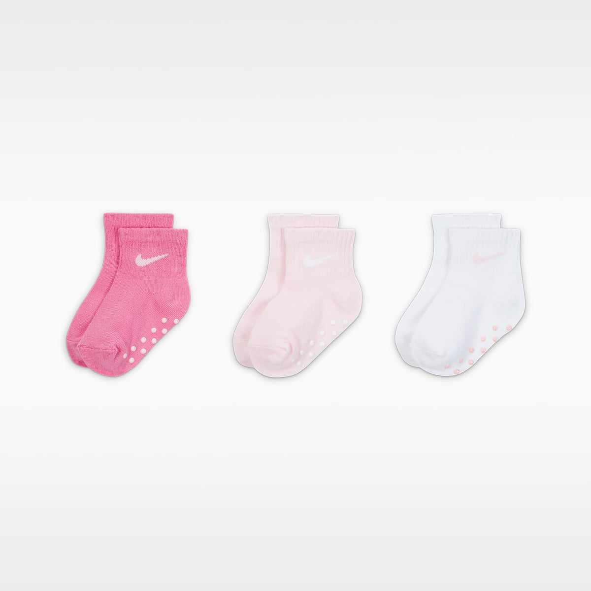 Calcetines antideslizantes Core Swoosh para bebé (3 pares) Nike – Espuma rosa – vista 1