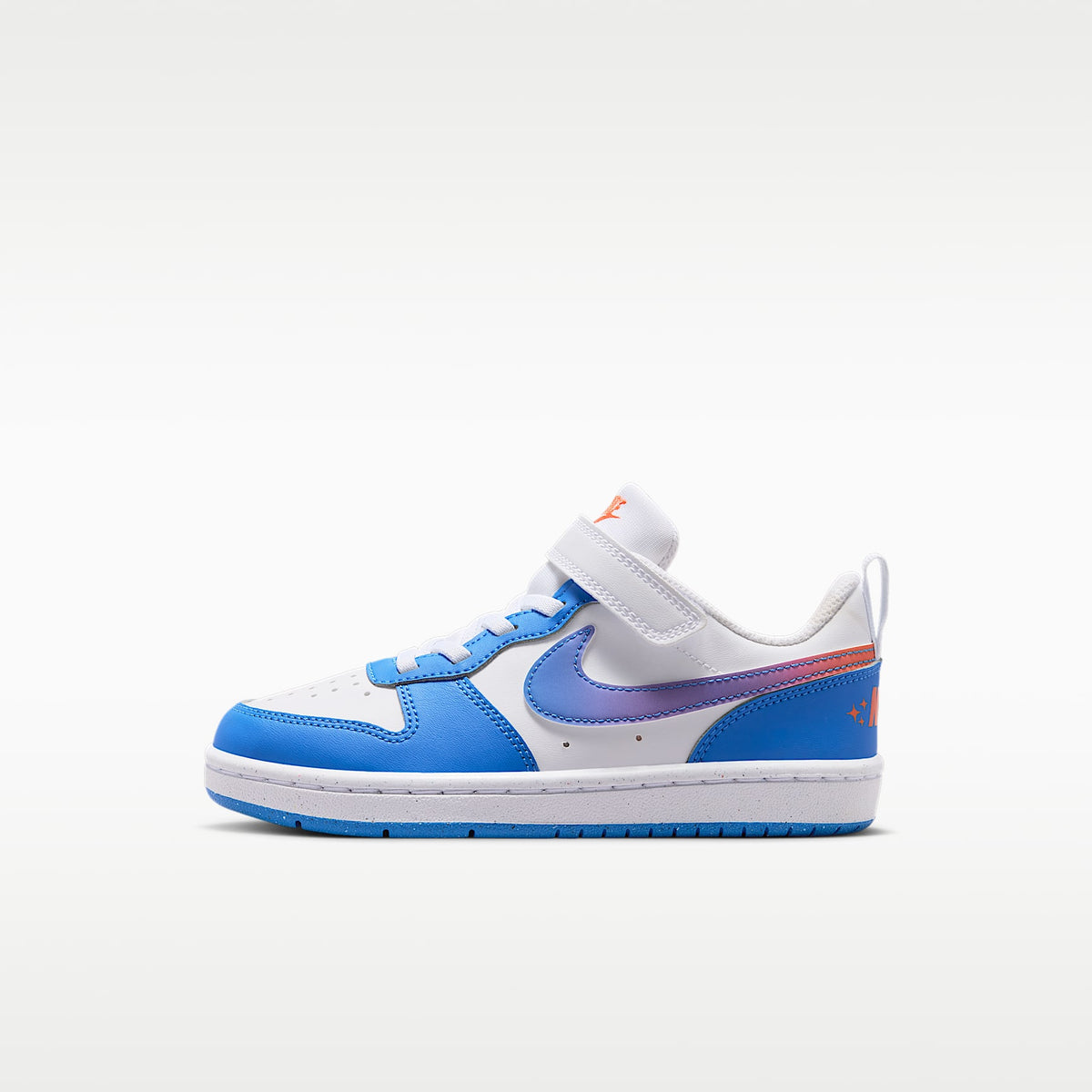 Nike Court Borough Low – Blanco/Violeta brillante/Naranja césped/Azul cristal – vista 1