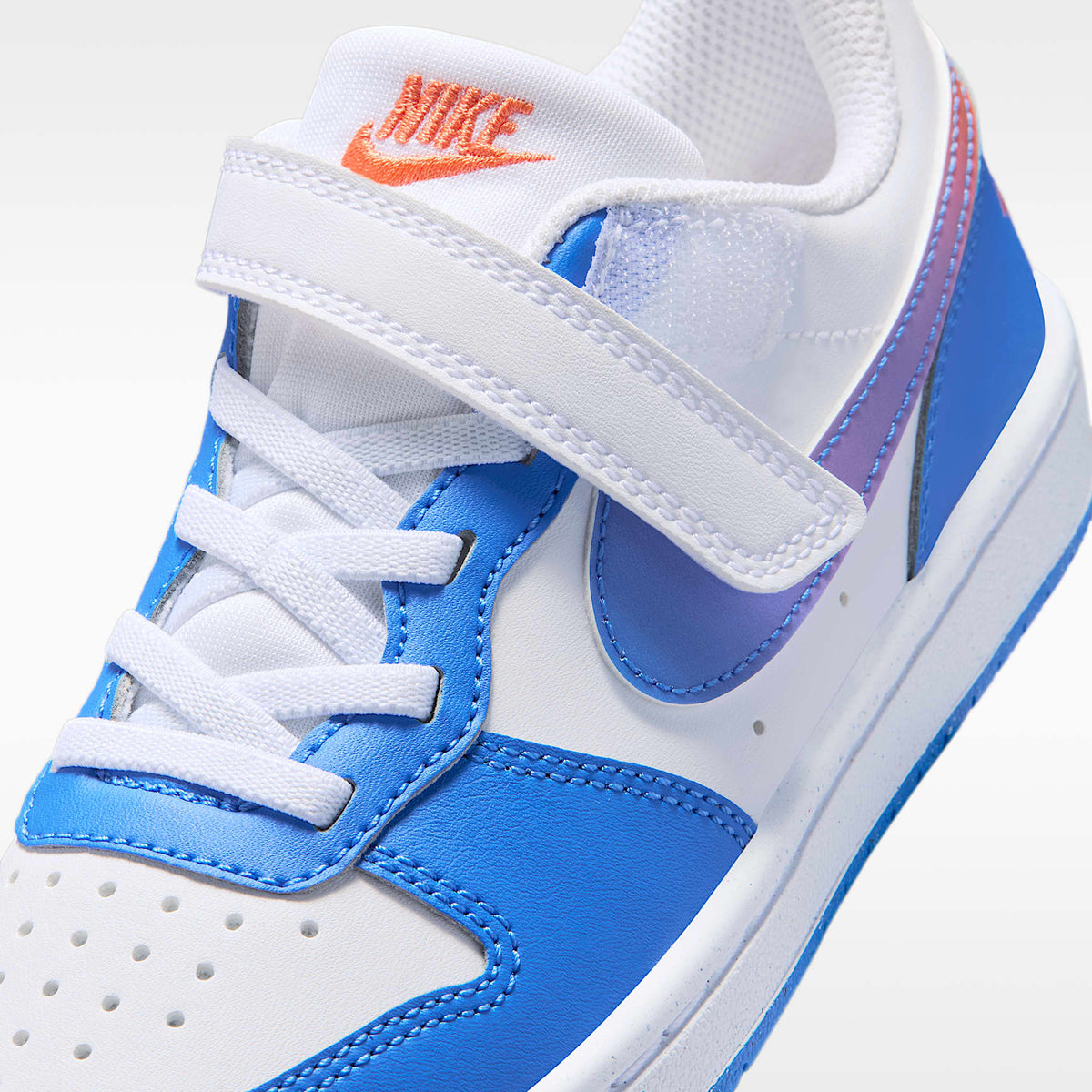Nike Court Borough Low – Blanco/Violeta brillante/Naranja césped/Azul cristal – vista 7