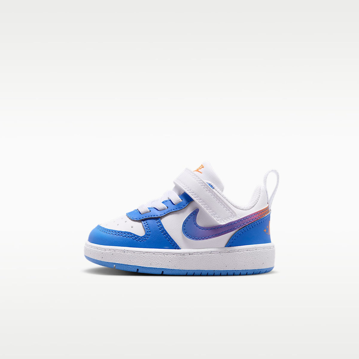 Nike Court Borough Low – Blanco/Violeta brillante/Naranja césped/Azul cristal – vista 1