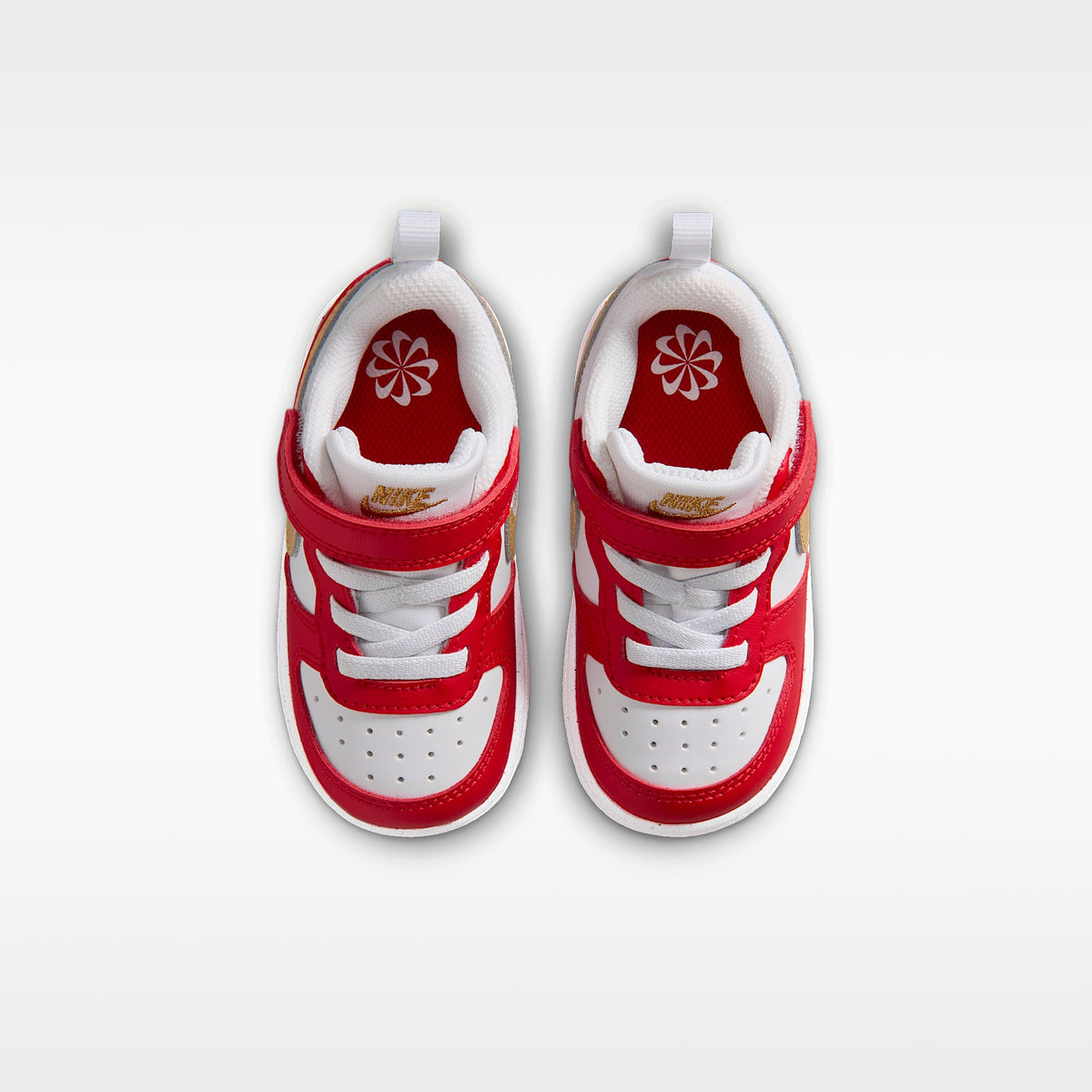 Nike Court Borough Low Recraft – Blanco/Rojo universitario/Blanco/Oro metalizado – vista 4