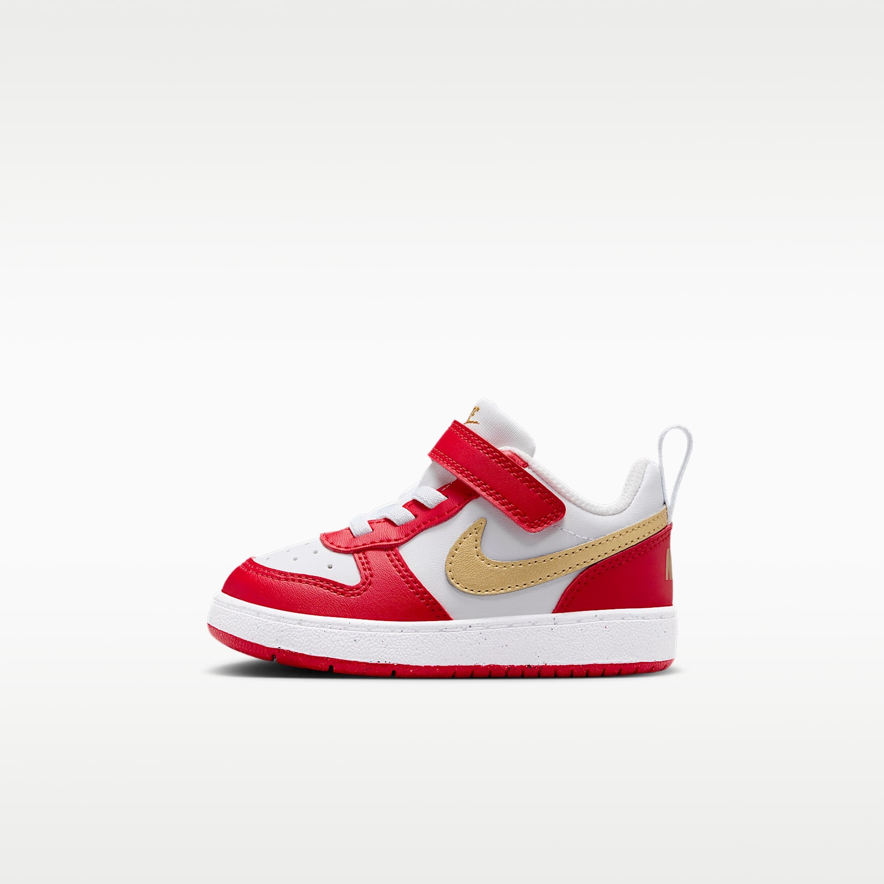 Nike Court Borough Low Recraft – Blanco/Rojo universitario/Blanco/Oro metalizado – vista 1
