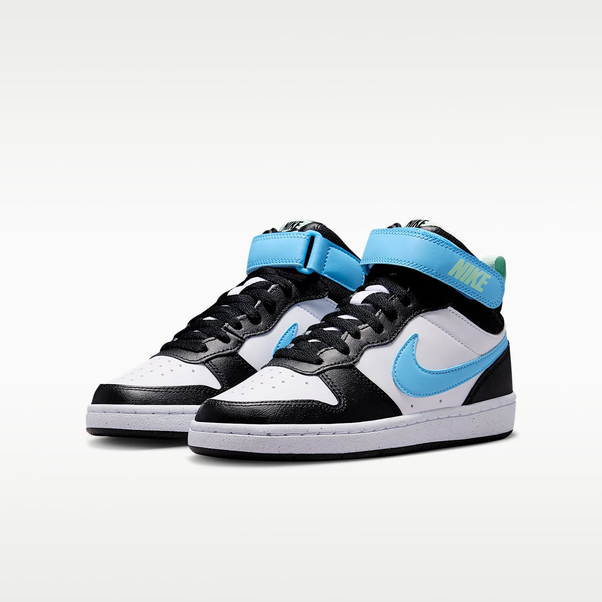 Nike Court Borough Mid 2 – Blanco/Negro/Verde ártico/Azul fútbol – vista 5