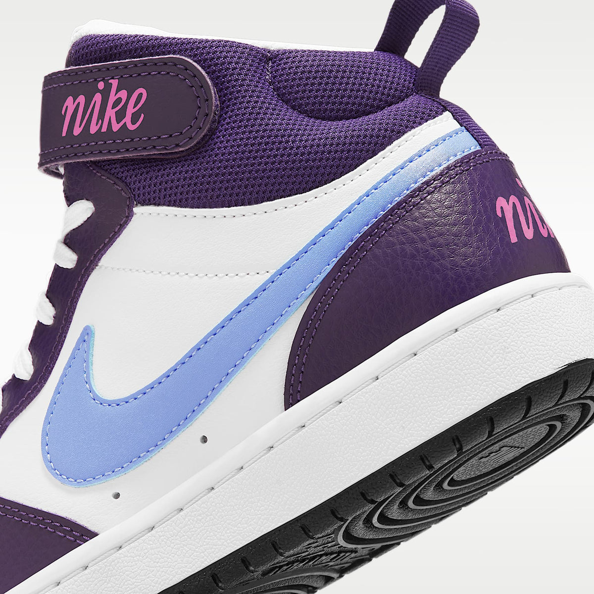 Nike Court Borough Mid 2 – Blanco/Berenjena/Fucsia activo/Royal pulso – vista 8