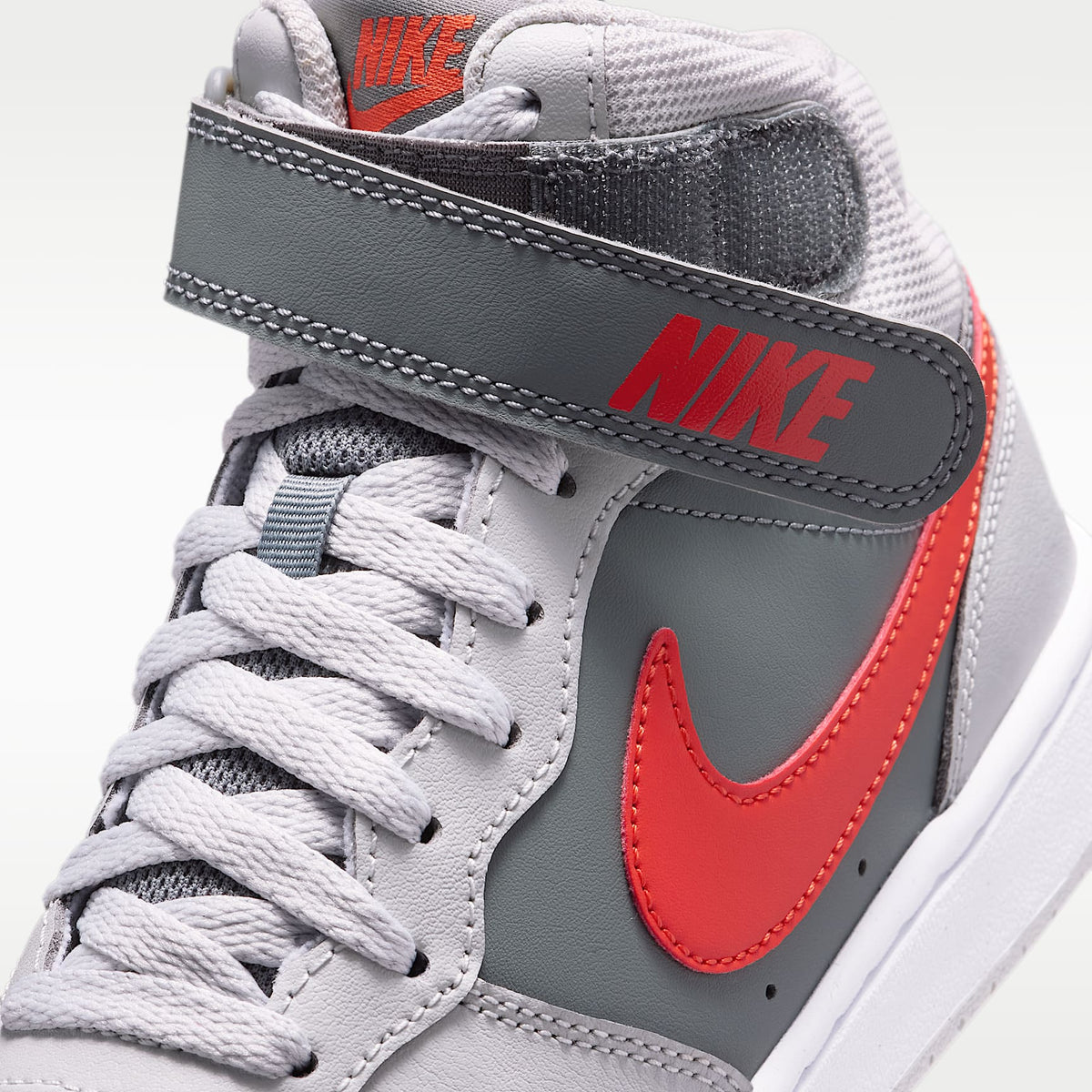Nike Court Borough Mid 2 – Gris humo/Gris niebla/Blanco/Rojo picante – vista 7