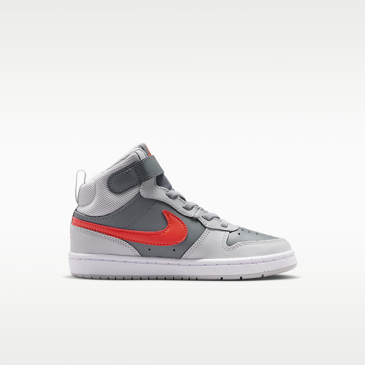 Nike Court Borough Mid 2 – Gris humo/Gris niebla/Blanco/Rojo picante – vista 3