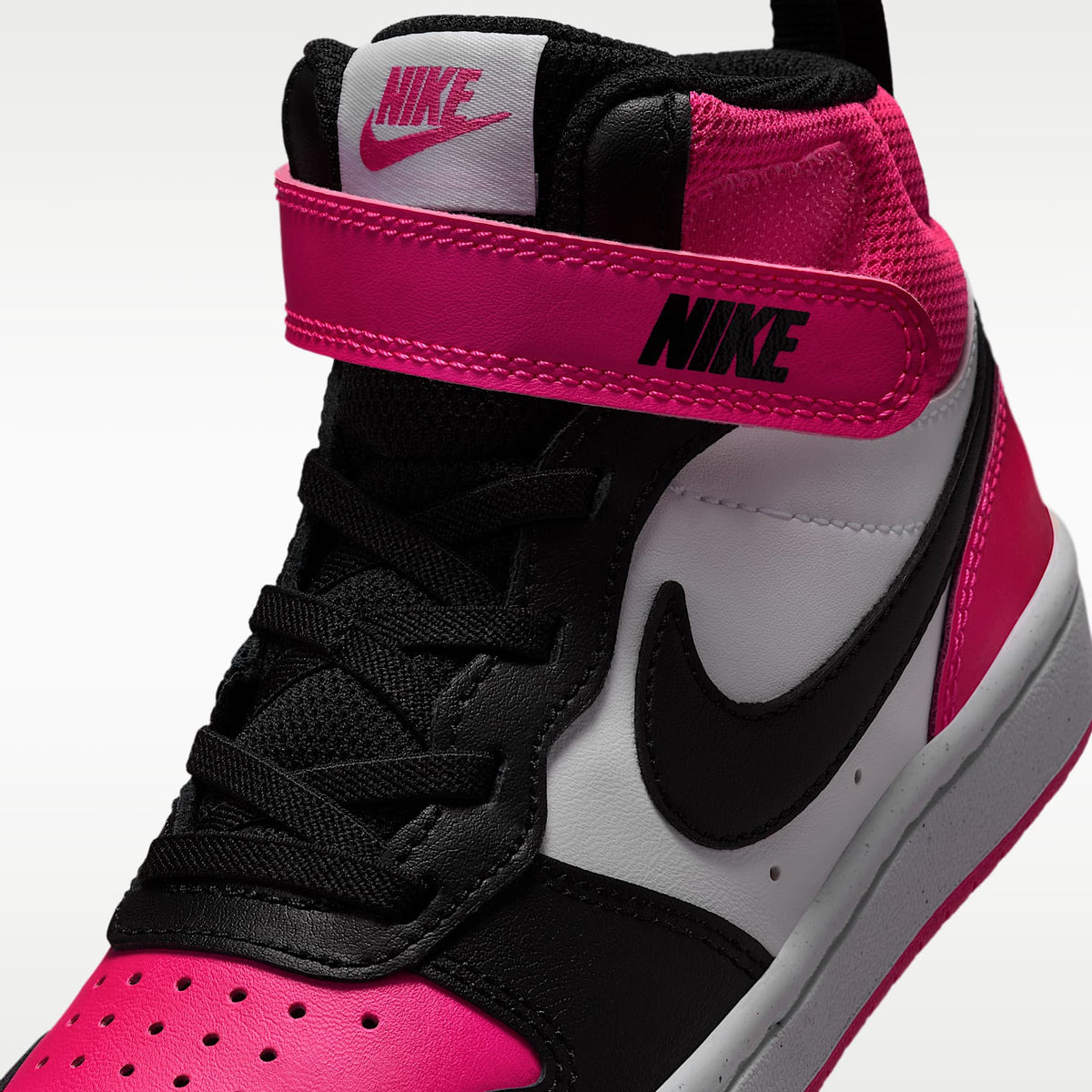 Nike Court Borough Mid 2 – Blanco/Rosa feroz/Negro – vista 7