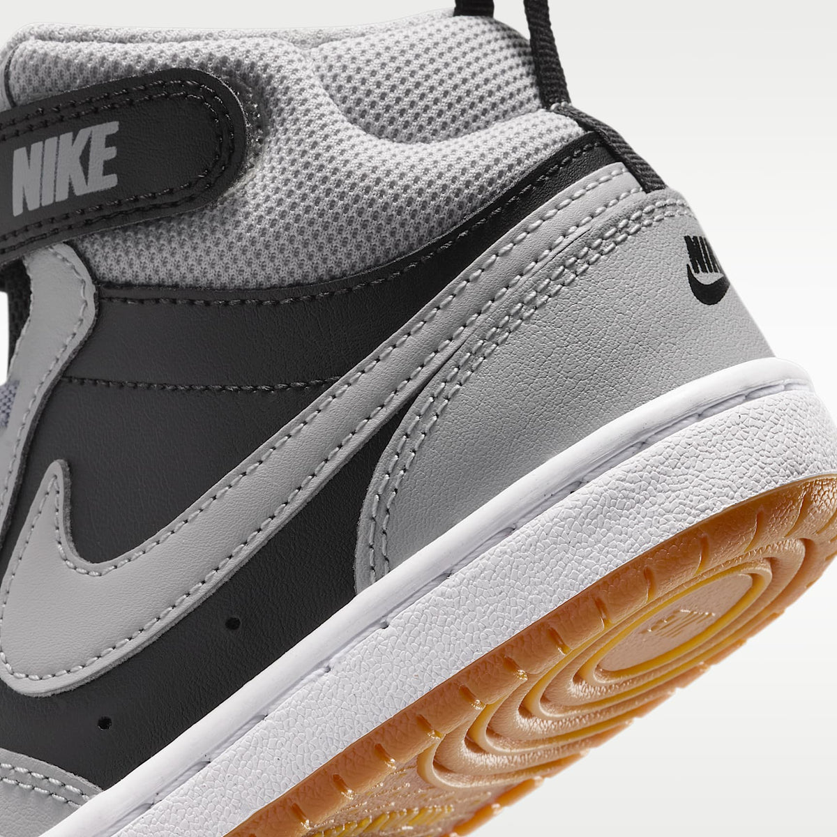 Nike Court Borough Mid 2 – Negro/Blanco/Marrón medio goma/Gris humo claro – vista 8