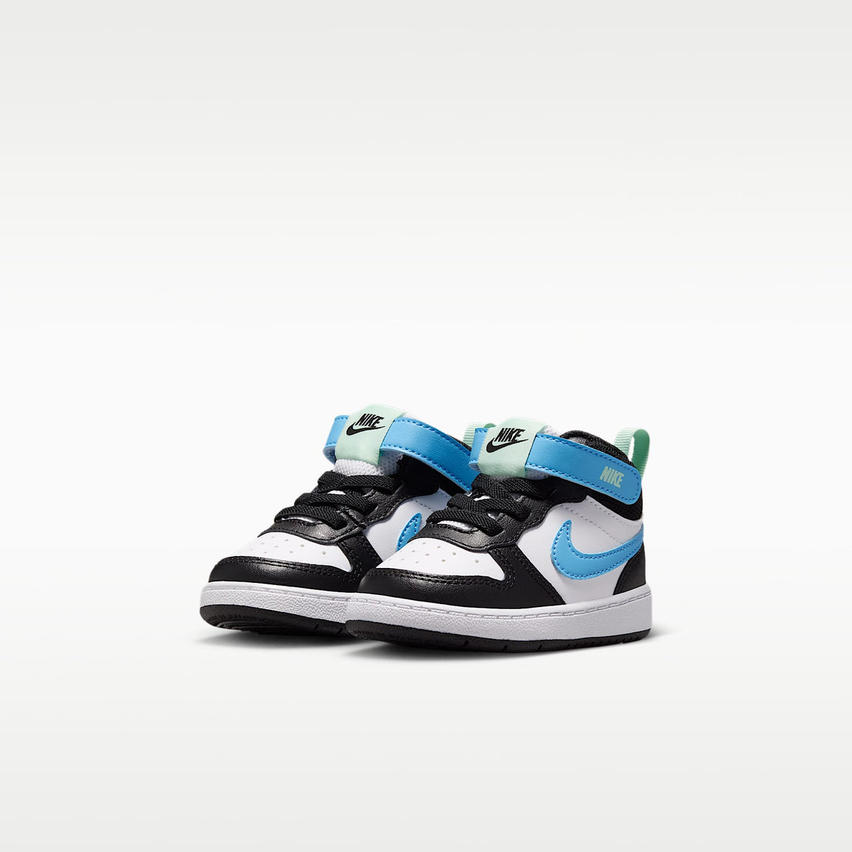 Nike Court Borough Mid 2 – Blanco/Negro/Verde ártico/Azul fútbol – vista 5