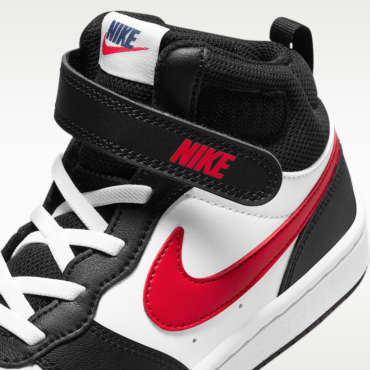 Nike Court Borough Mid 2 – Blanco/Blanco/Negro/Rojo universitario – vista 9