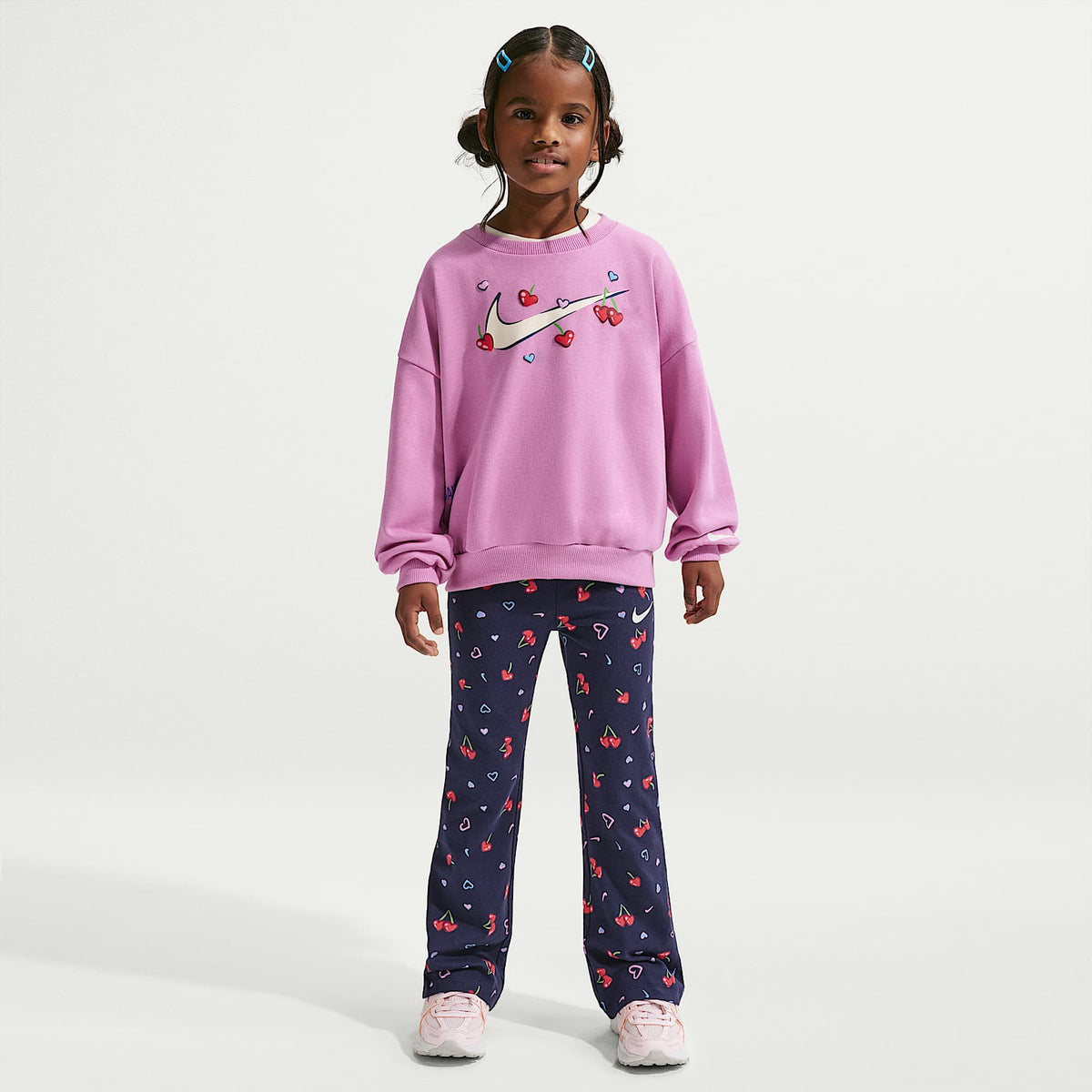 Conjunto de leggings y sudadera de cuello redondo para niños talla pequeña Nike Cherry – Azul marino medianoche – vista 1