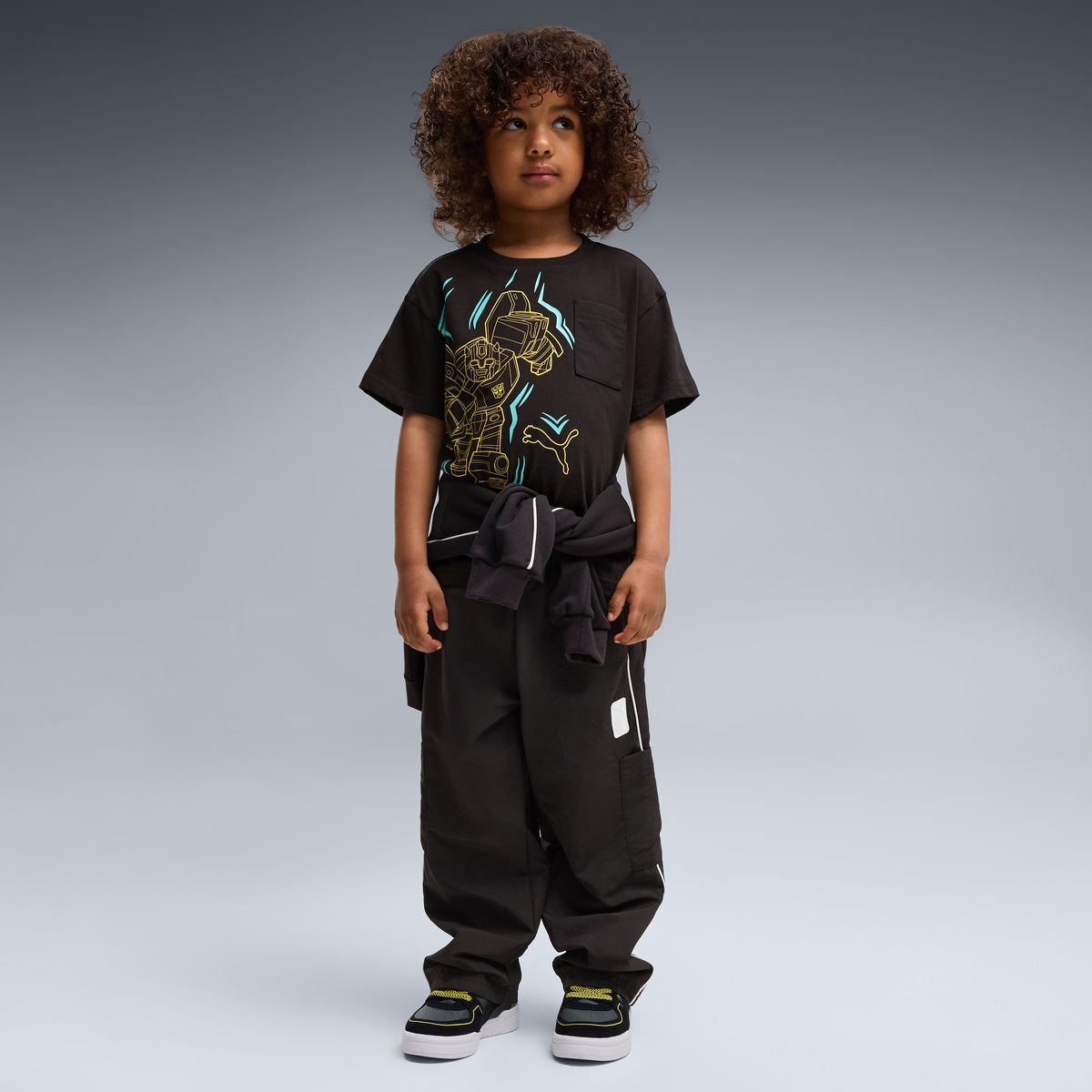 Pantalón cargo PUMA x TRANSFORMERS T7 para niños – PUMA BLACK – vista 1