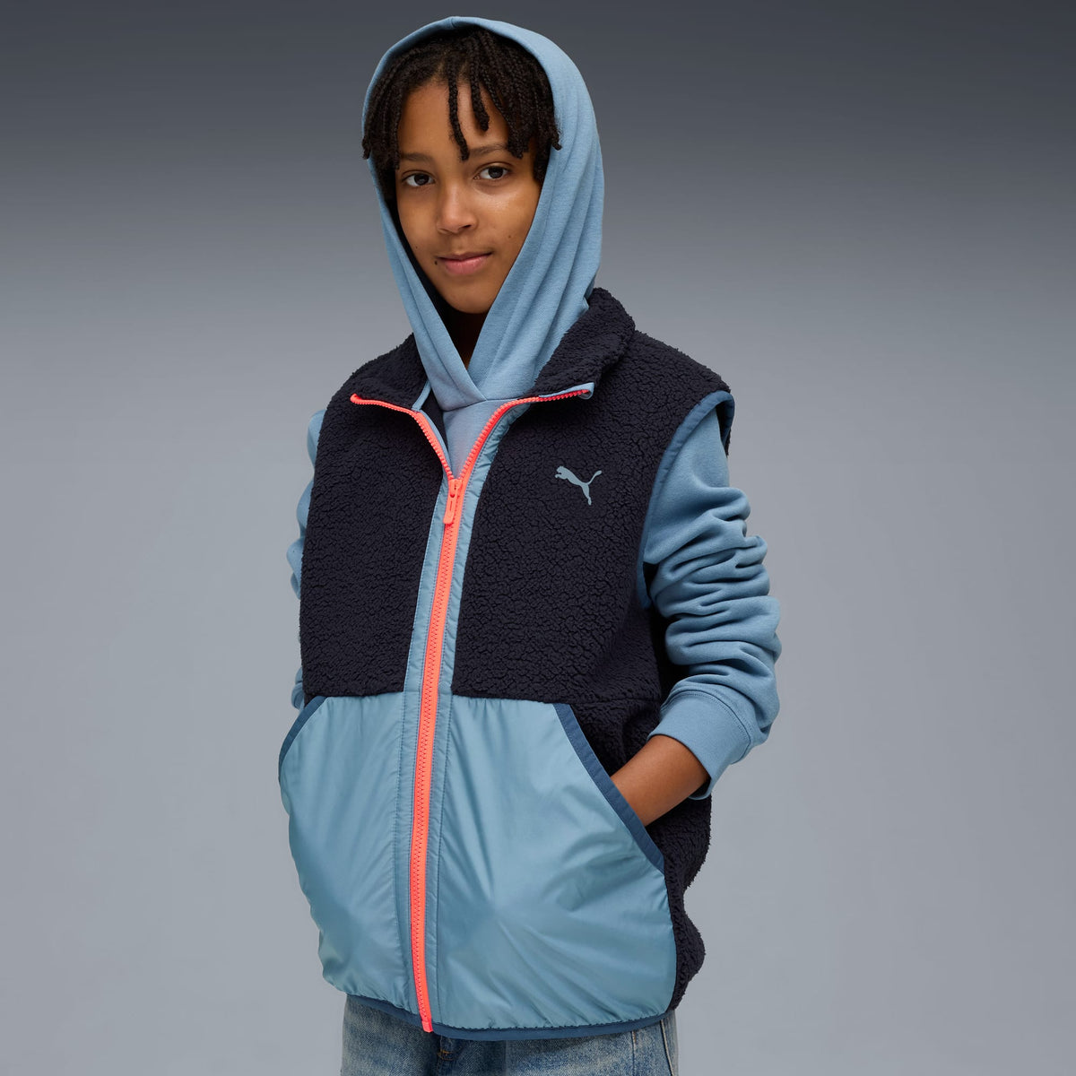 Chaleco híbrido Sherpa juvenil – NEW NAVY – vista 1