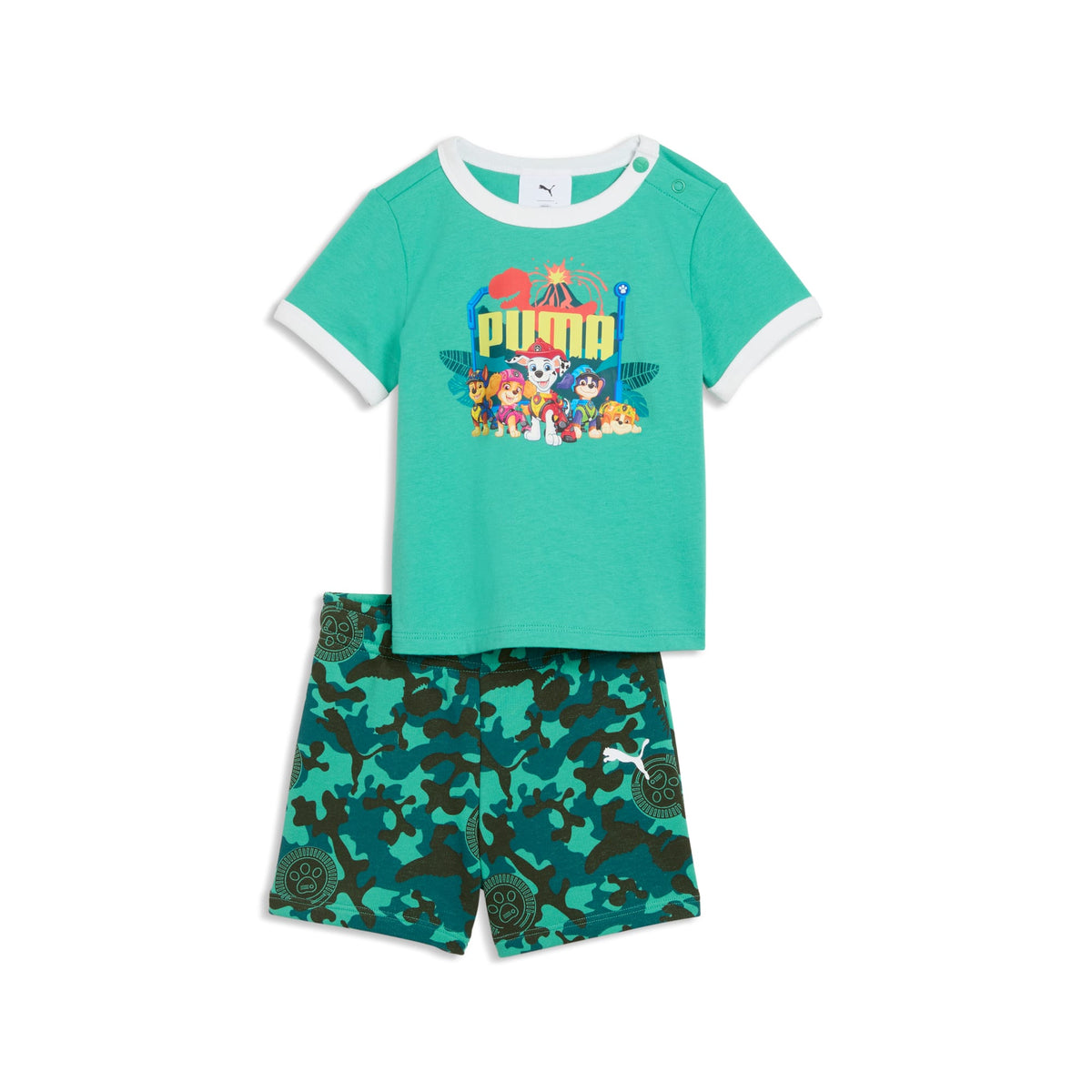 Conjunto con shorts PUMA x PAW PATROL Minicats para bebés – Vibrant Green – vista 1