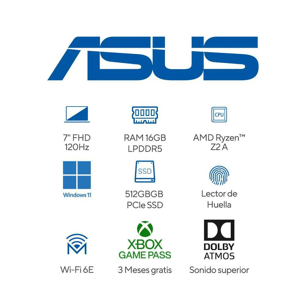 Consola ASUS 7" ROG XBOX Ally RC73YA - AMD Z2 A - RAM 16GB - 512 GB SSD - Blanca