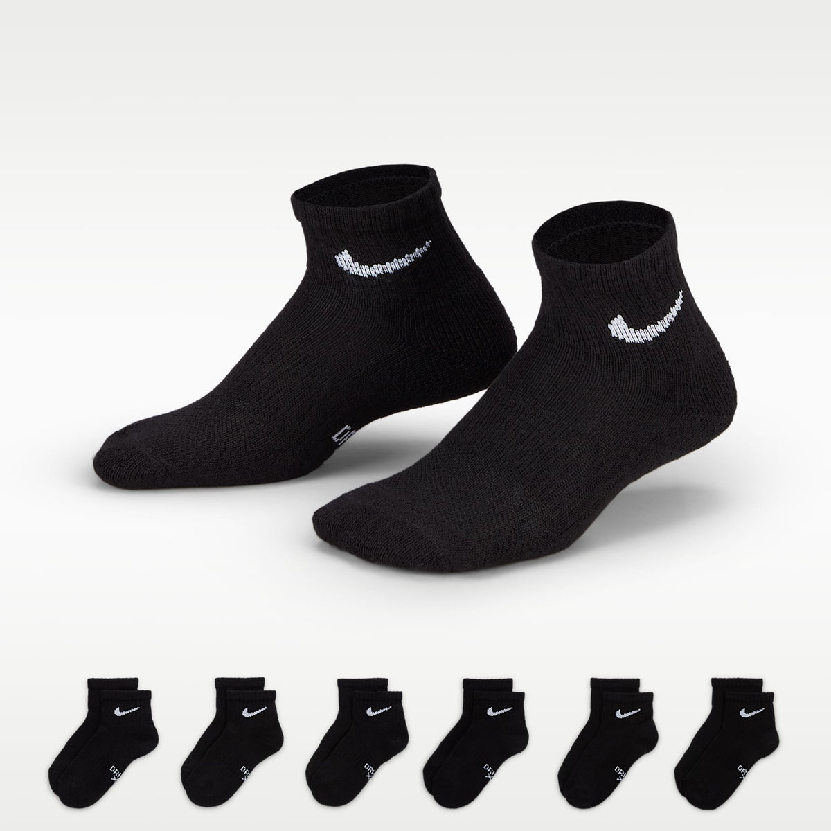 Calcetines al tobillo para niños talla pequeña (6 pares) Nike Dri-FIT Performance Basics – Negro – vista 1