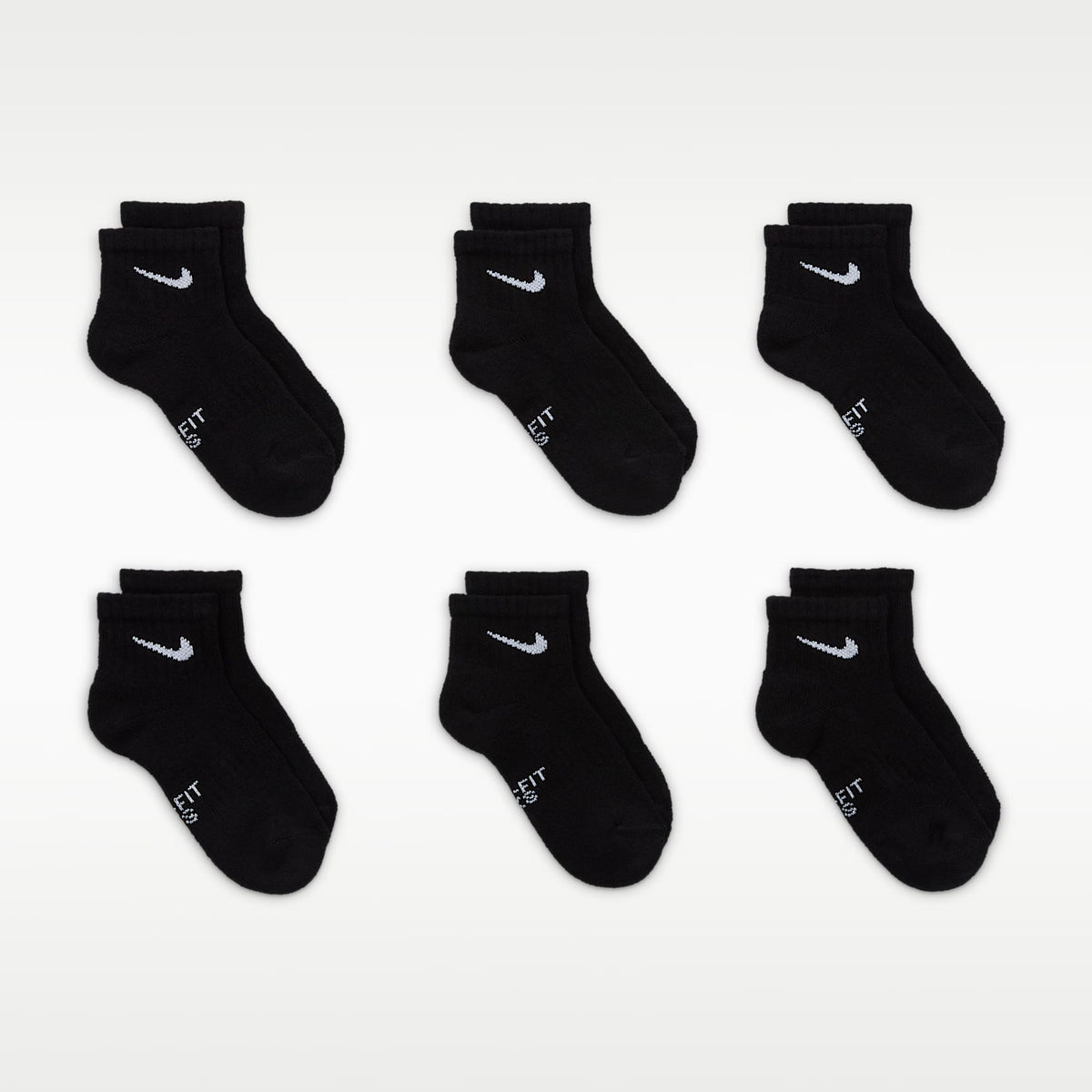 Calcetines al tobillo para niños talla pequeña (6 pares) Nike Dri-FIT Performance Basics – Negro – vista 3