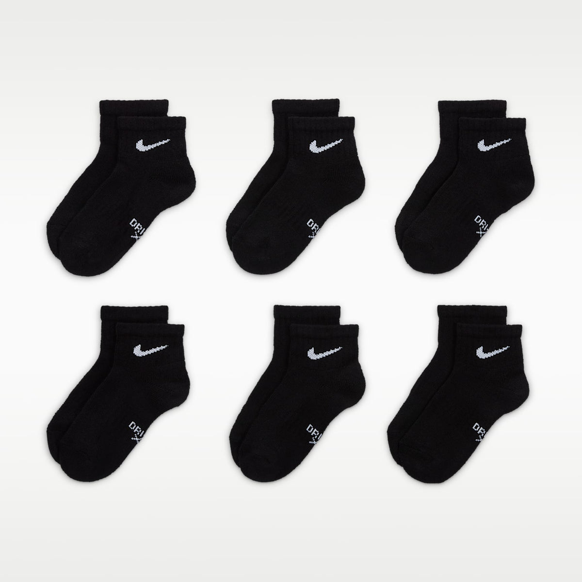 Calcetines al tobillo para niños talla pequeña (6 pares) Nike Dri-FIT Performance Basics – Negro – vista 2