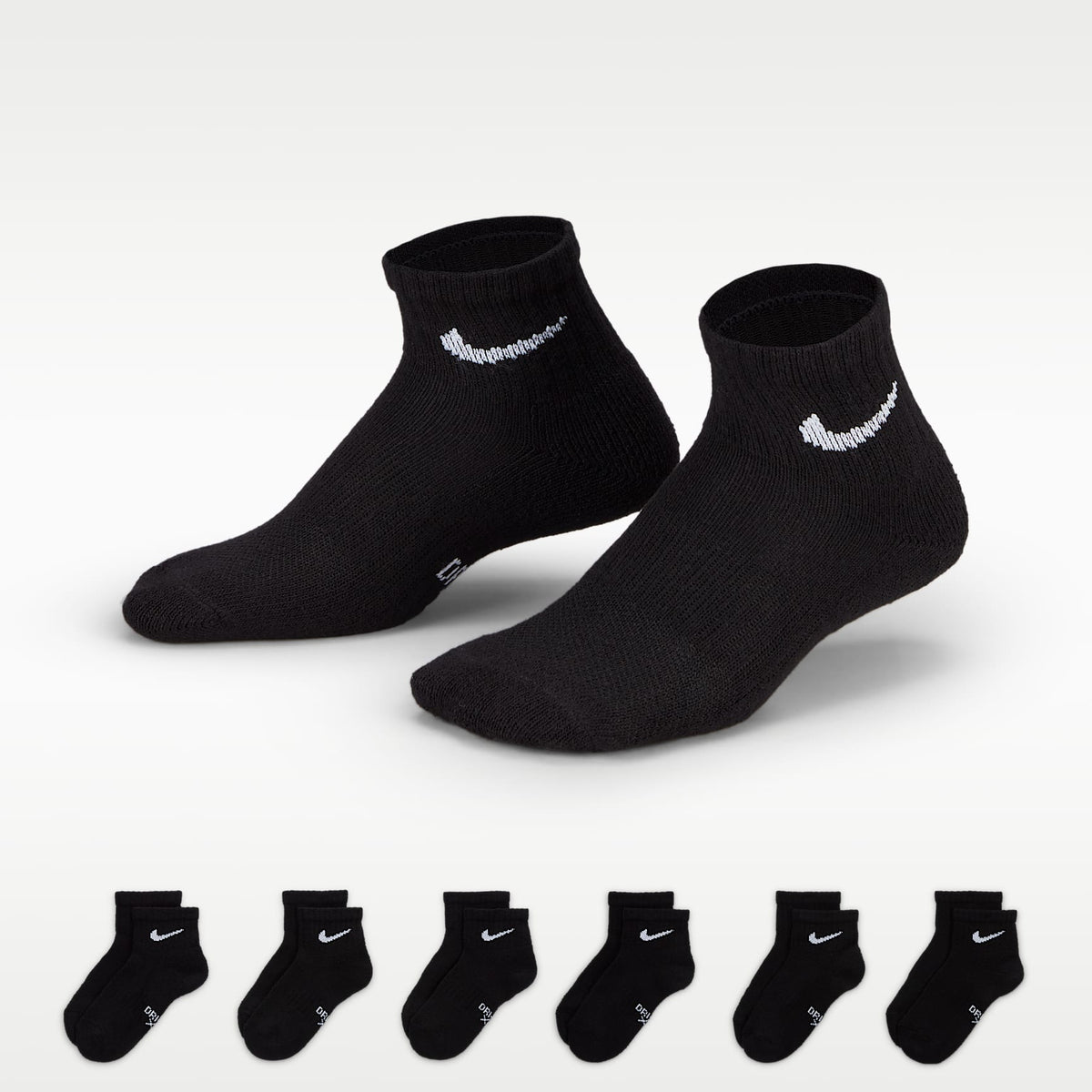 Calcetines al tobillo Dri-FIT para niños (6 pares) Nike Performance Basics – Negro – vista 1