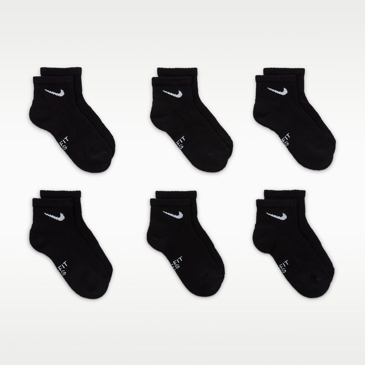 Calcetines al tobillo Dri-FIT para niños (6 pares) Nike Performance Basics – Negro – vista 3