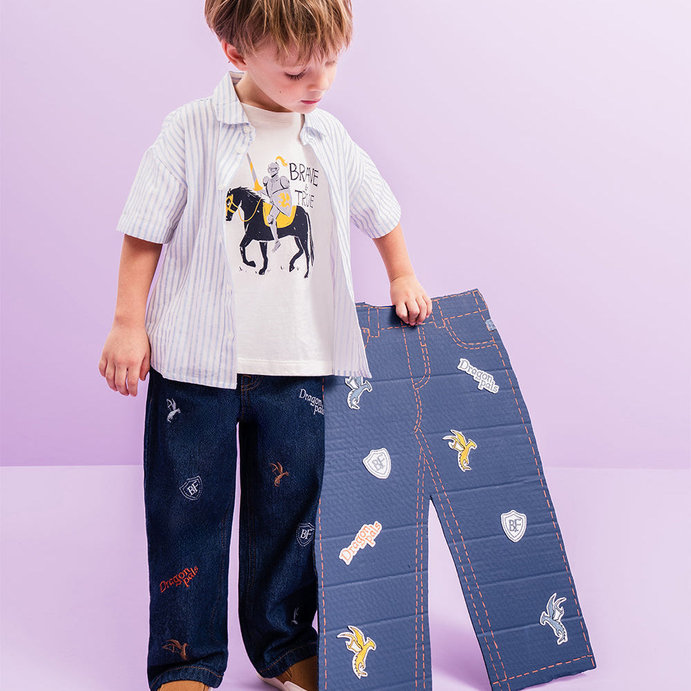 Jean Babyfresh Straight Apliques Bordados para Niño