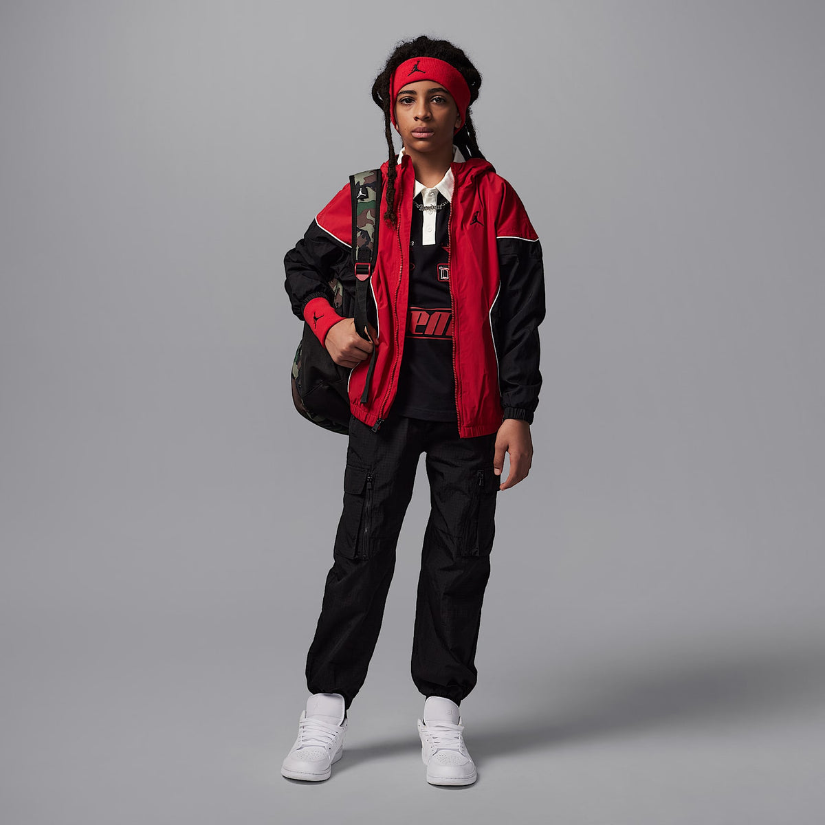 Chamarra Draft Essential para niños talla grande Jordan – Rojo gimnasio – vista 8