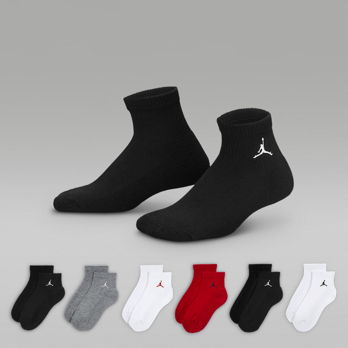 Calcetines al tobillo para niños (6 pares) Jordan Everyday Essentials – Multicolor/Rojo gimnasio/Negro – vista 1