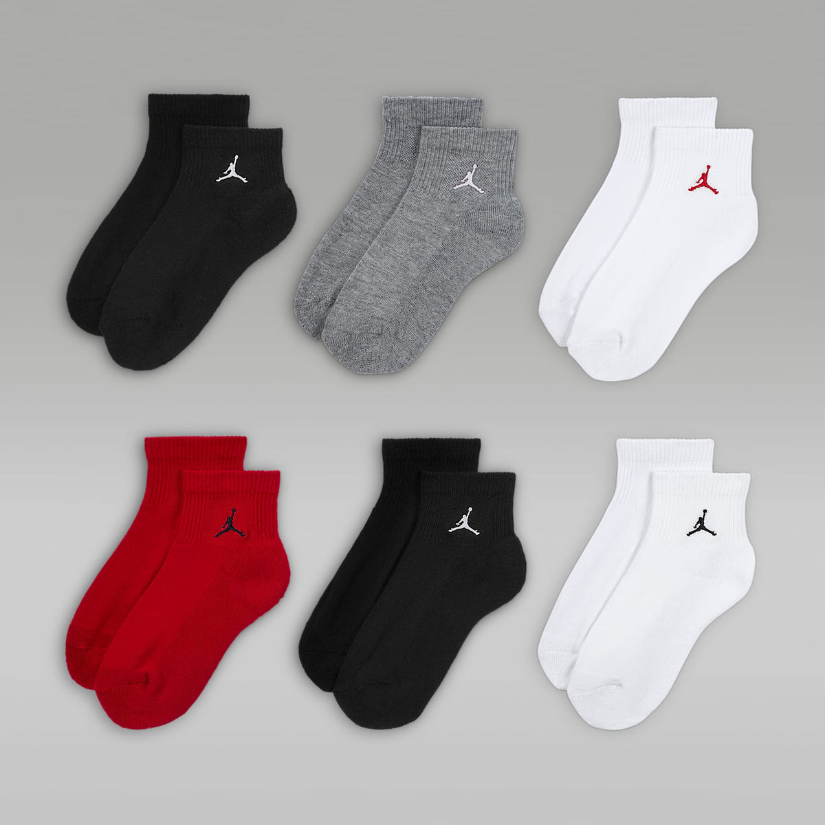 Calcetines al tobillo para niños (6 pares) Jordan Everyday Essentials – Multicolor/Rojo gimnasio/Negro – vista 2