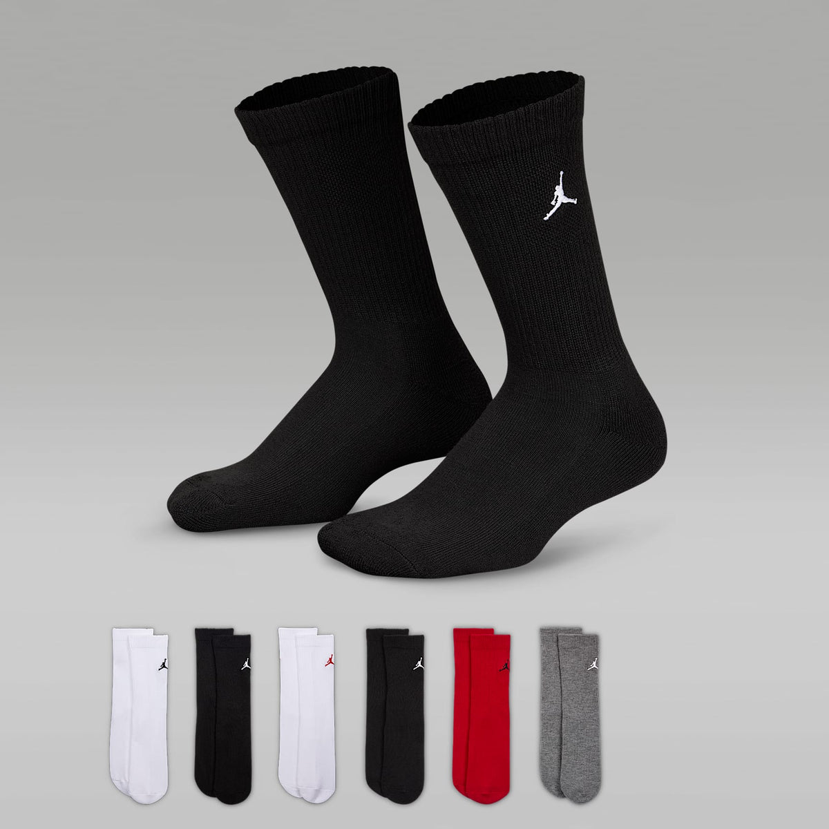 Calcetas para niños (6 pares) Jordan Everyday Essentials – Multicolor/Rojo gimnasio/Negro – vista 1