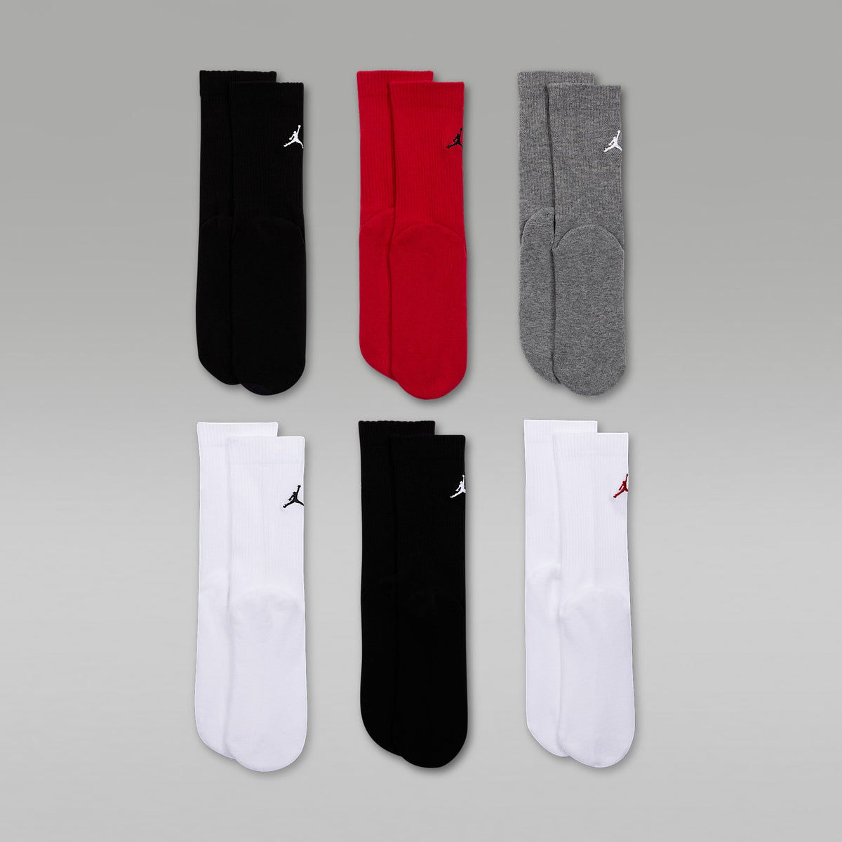 Calcetas para niños (6 pares) Jordan Everyday Essentials – Multicolor/Rojo gimnasio/Negro – vista 3