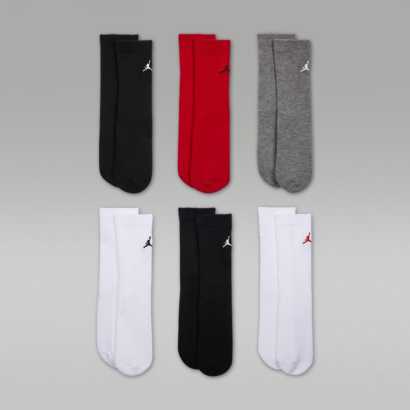 Calcetas para niños (6 pares) Jordan Everyday Essentials – Multicolor/Rojo gimnasio/Negro – vista 2