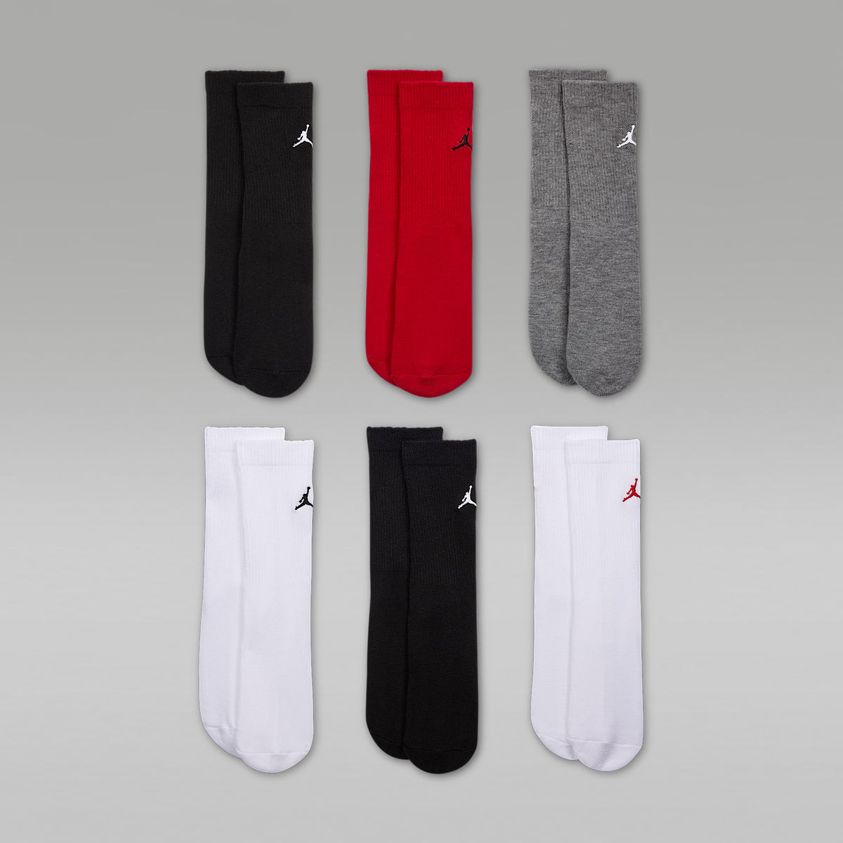 Calcetas para niños (6 pares) Jordan Everyday Essentials – Multicolor/Rojo gimnasio/Negro – vista 2