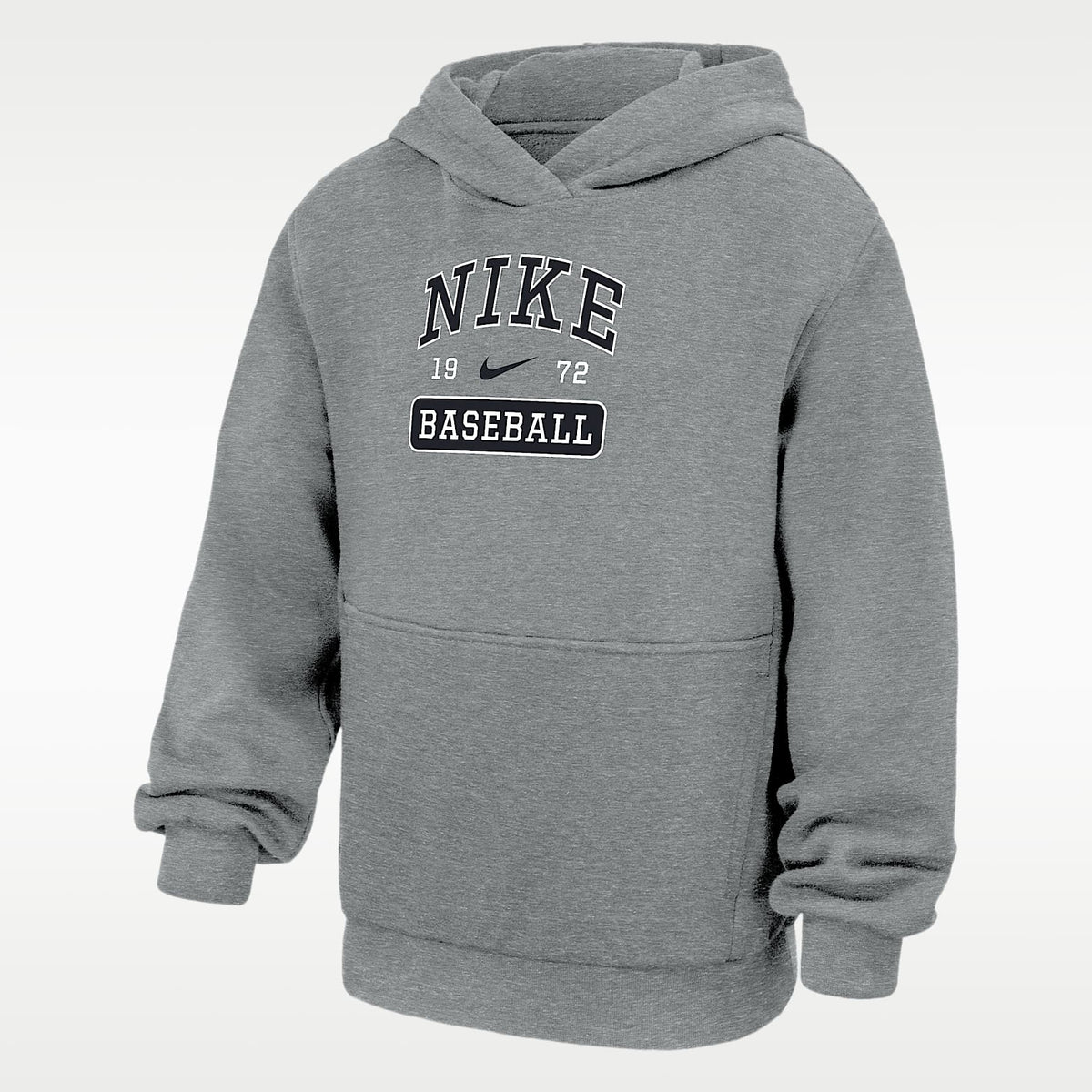 Sudadera con gorro sin cierre de béisbol para niños talla grande Nike Club Fleece – Gris oscuro jaspeado – vista 1