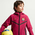 Chamarra de fútbol Nike con cierre completo FC Barcelona Tech para niño talla grande – Rojo noble/Negro/Amarillo mineral – vista 1