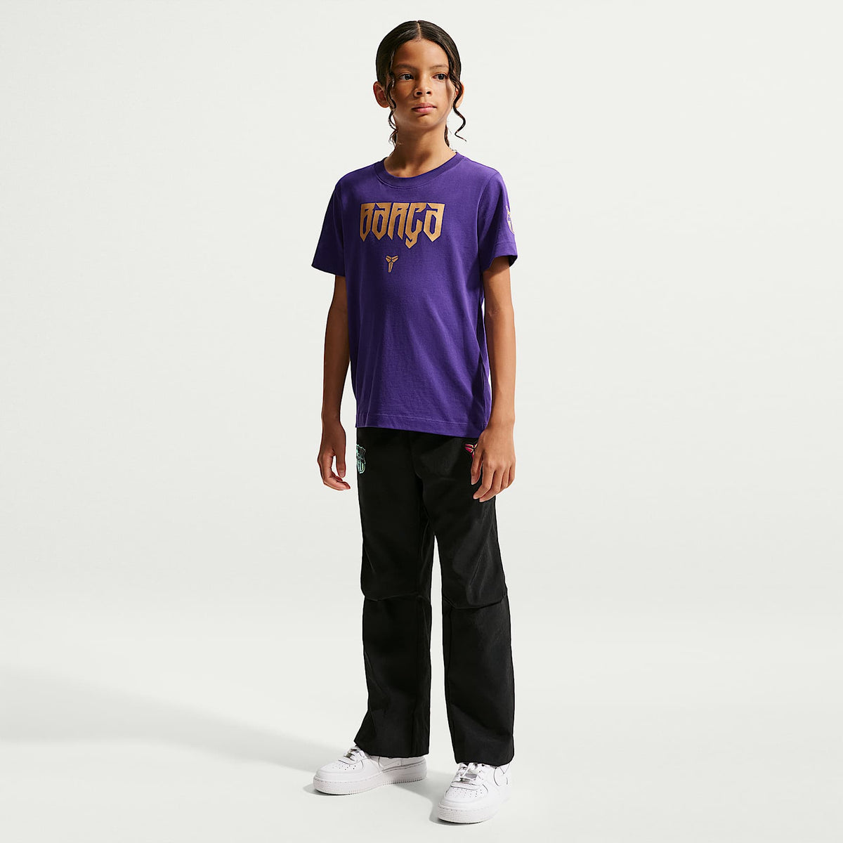 Playera de futbol Kobe para niños talla grande FC Barcelona visitante – Morado campo – vista 4