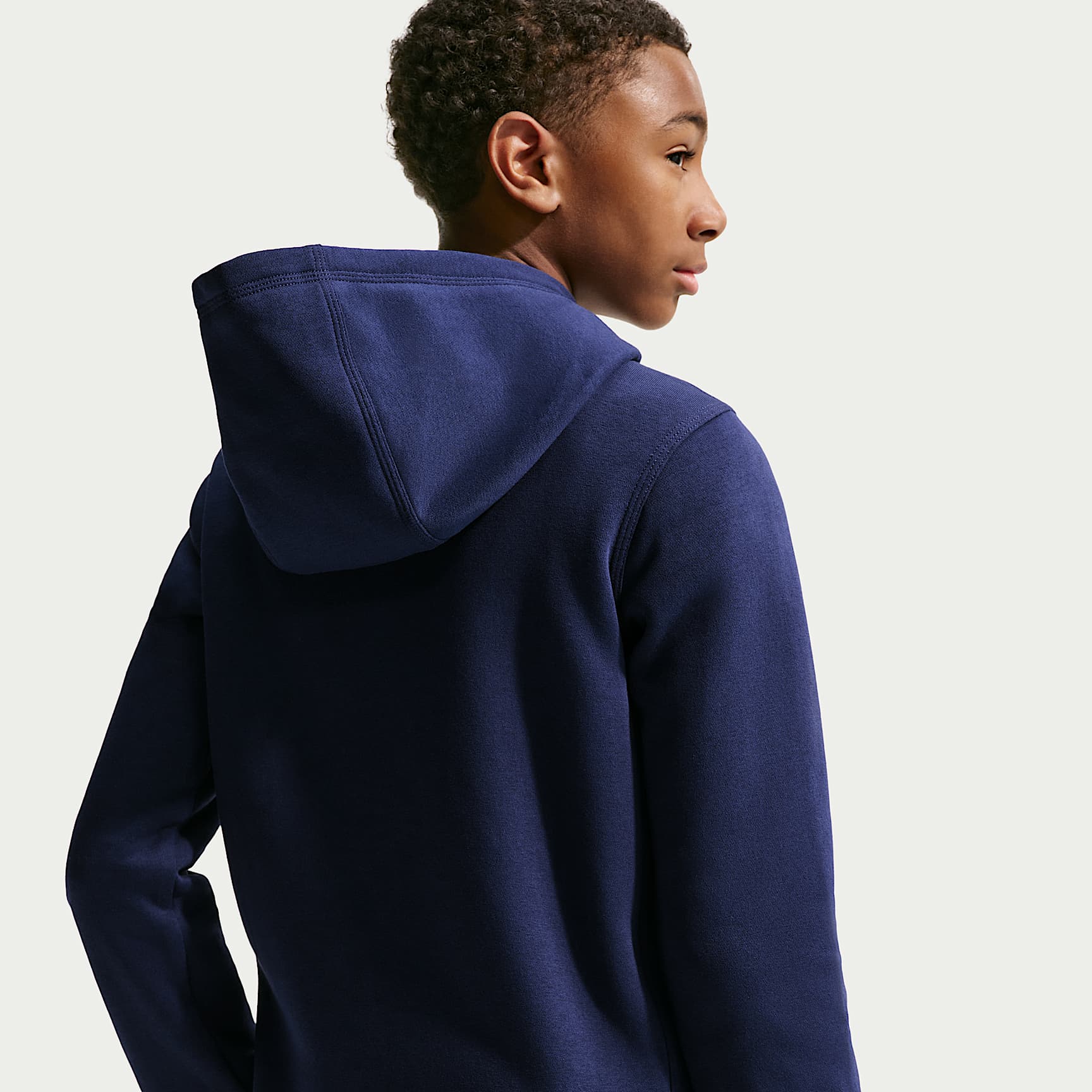 Sudadera con gorro sin cierre de fútbol Nike para niño talla grande FFF Club – Azul oscuro/Blanco – vista 2