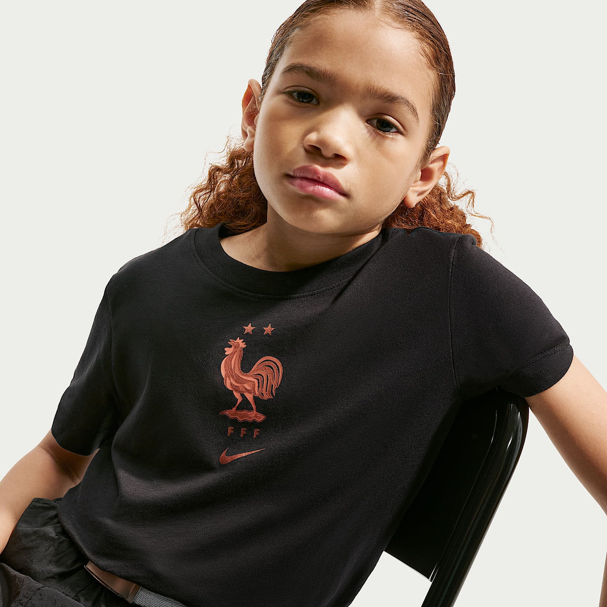 Playera de fútbol Nike para niños talla grande FFF – Negro – vista 3